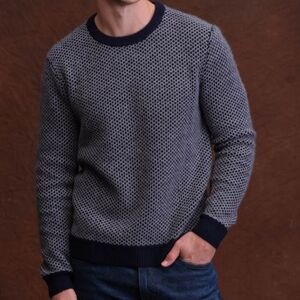 Bluesphere Firenze Gray Textured Knit Sweater Size Lare Wool Cashmere Blend